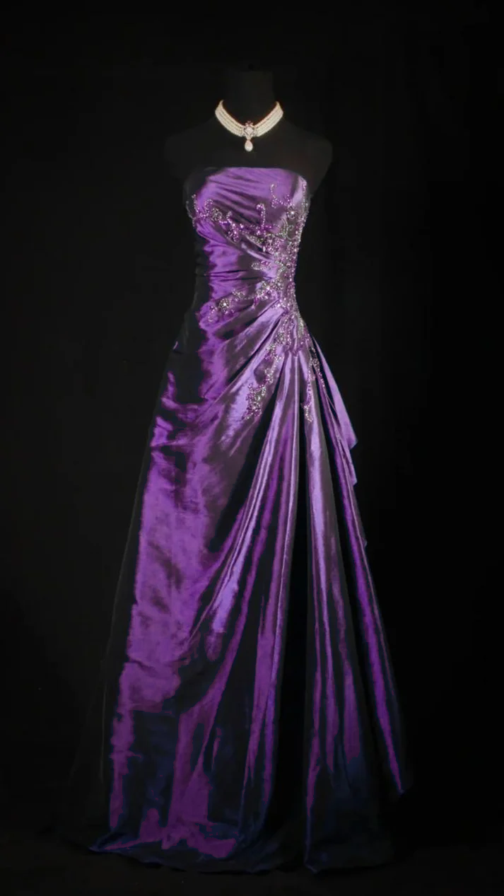 Atemberaubendes marineblaues, trägerloses, perlenbesetztes langes Ballkleid, formelles Abendkleid AB318