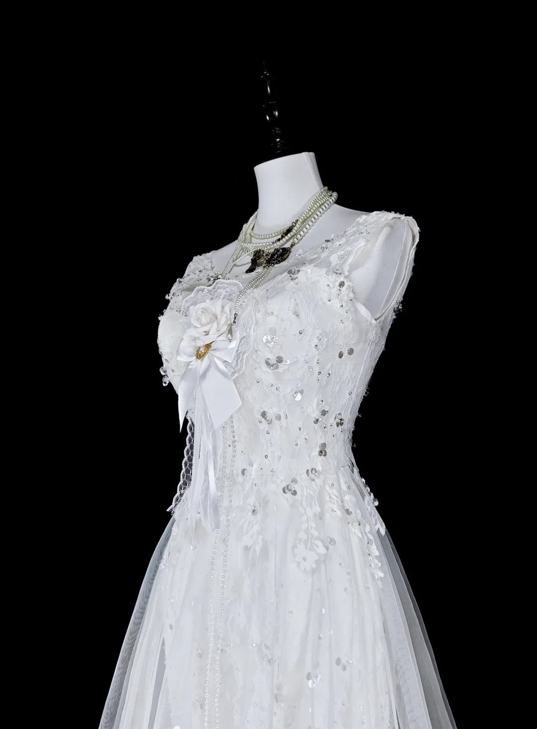 Vintage Prom Dresses Aesthetic 1950s Retro Mermaid White Tulle Lace Long Party Dress N2367