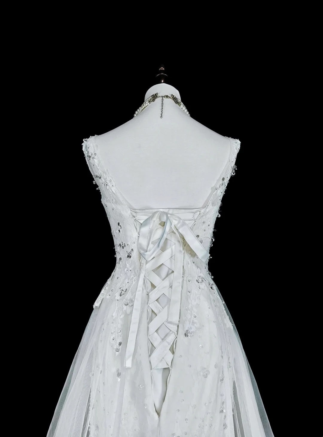 Vintage Prom Dresses Aesthetic 1950s Retro Mermaid White Tulle Lace Long Party Dress N2367