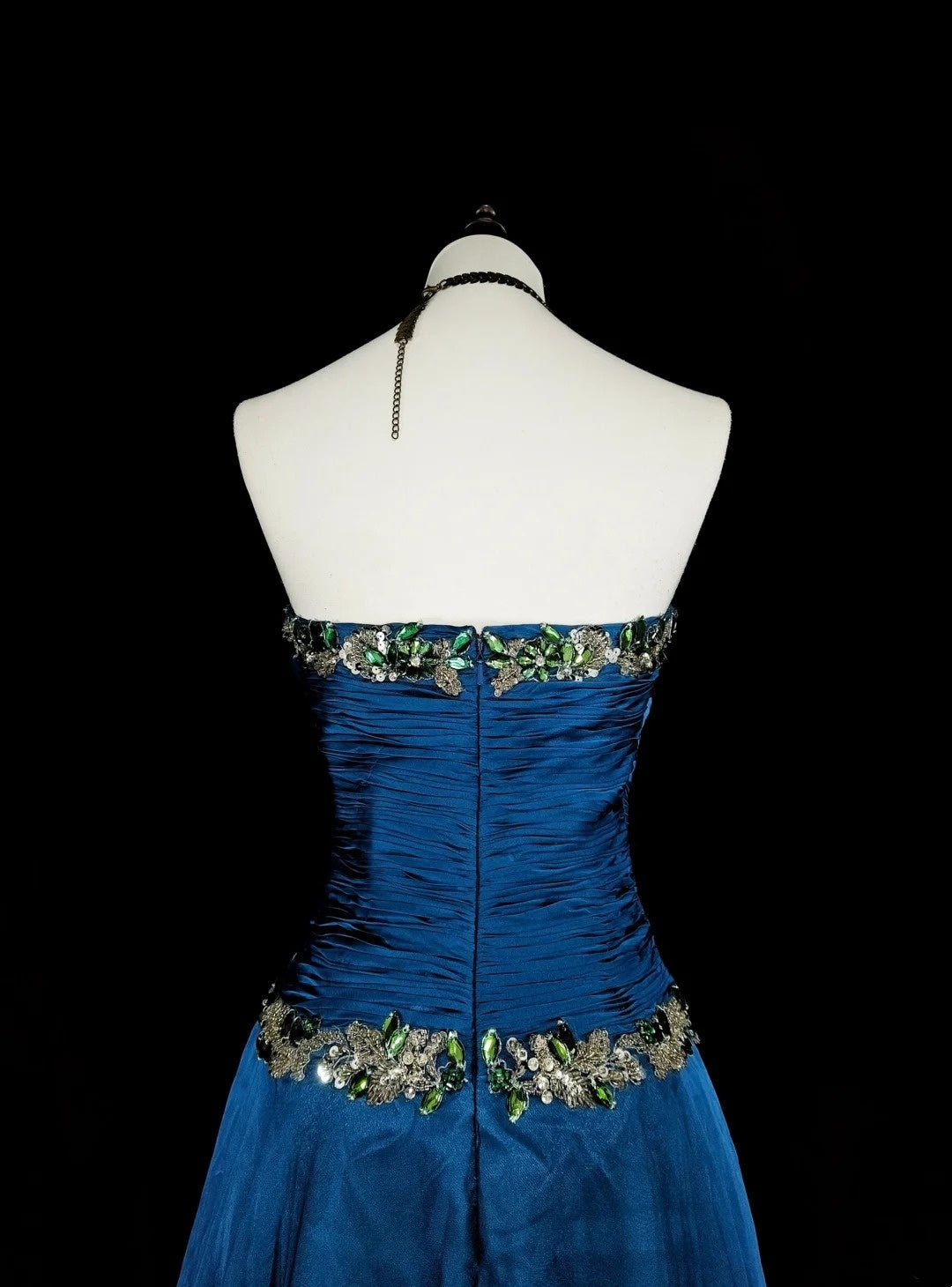 Robe de bal longue vintage en mousseline bleue Sweethart, coupe trapèze, N1824