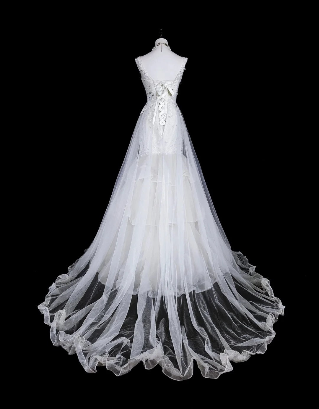 Vintage Prom Dresses Aesthetic 1950s Retro Mermaid White Tulle Lace Long Party Dress N2367