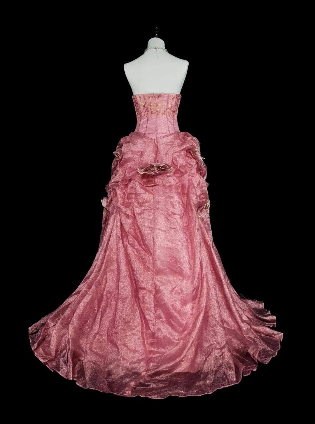 Robe de bal d'époque pour le bal des finissants, esthétique rétro des années 50, robe de soirée longue rose sans bretelles N2021