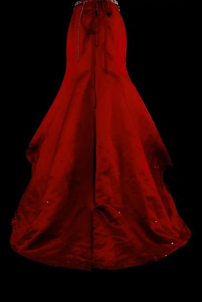 Robe de bal de printemps sirène bustier rouge en tulle, modèle N1426