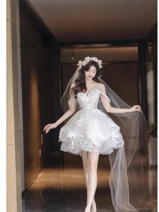 Modest Hoco Dress Homecoming Dresses Ball Gown Off The Shoulder White 16th Birthday Party Outfits RB6387