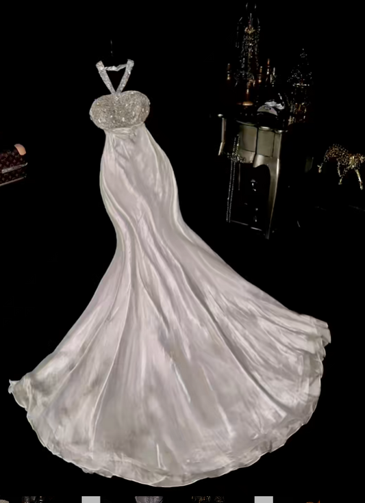 Glamorous Mermaid Halter School Dances With Beading Prom Dresses 8th Grade Formal Outfits Evening Dress RB8411