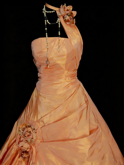 Robe de bal charmante à une épaule orange pour Sweet 16, robe de quinceañera en taffetas ornée de fleurs 3D, longue, taille 15, Vestidos De Fiesta N1312