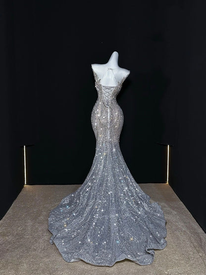 Robes de bal élégantes sirène magnifiques, robe de soirée scintillante, tapis rouge, robe de soirée longue N4042