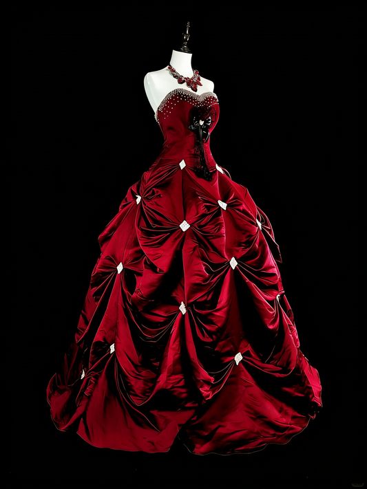 Vintage Ball Gown Sweetheart Burgundy Tiered Layers Sweet 16 Dresses Quinceanera Dress Long 15 Vestidos De Fiesta N1827