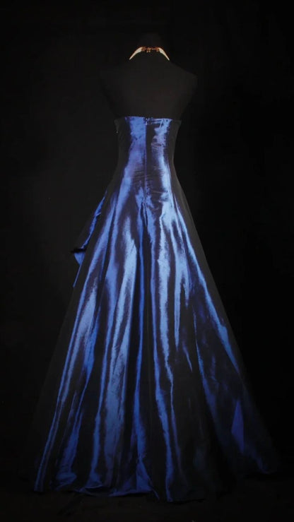 Atemberaubendes marineblaues, trägerloses, perlenbesetztes langes Ballkleid, formelles Abendkleid AB318