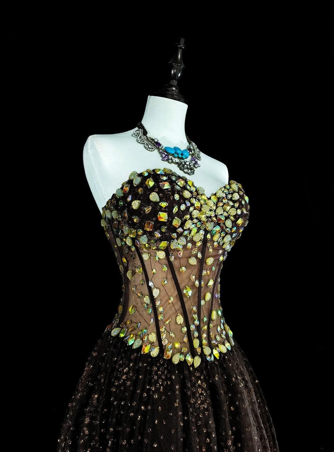 Vintage Prom Dresses Ästhetik 1970er Retro Ballkleid Trägerloses Schwarzes Tüll Langes Abendkleid N2153