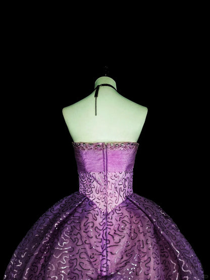 Belles robes de bal pour le bal de fin d'année, en tulle violet, bustier, avec nœud, longues tenues de soirée N3421