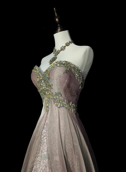 Robe de bal longue sans manches en satin rose satiné, coupe trapèze, style années 80, référence N1432