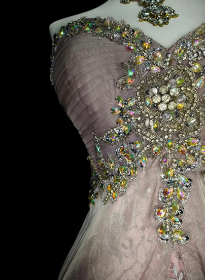 Robe de bal longue sans manches en satin rose satiné, coupe trapèze, style années 80, référence N1432