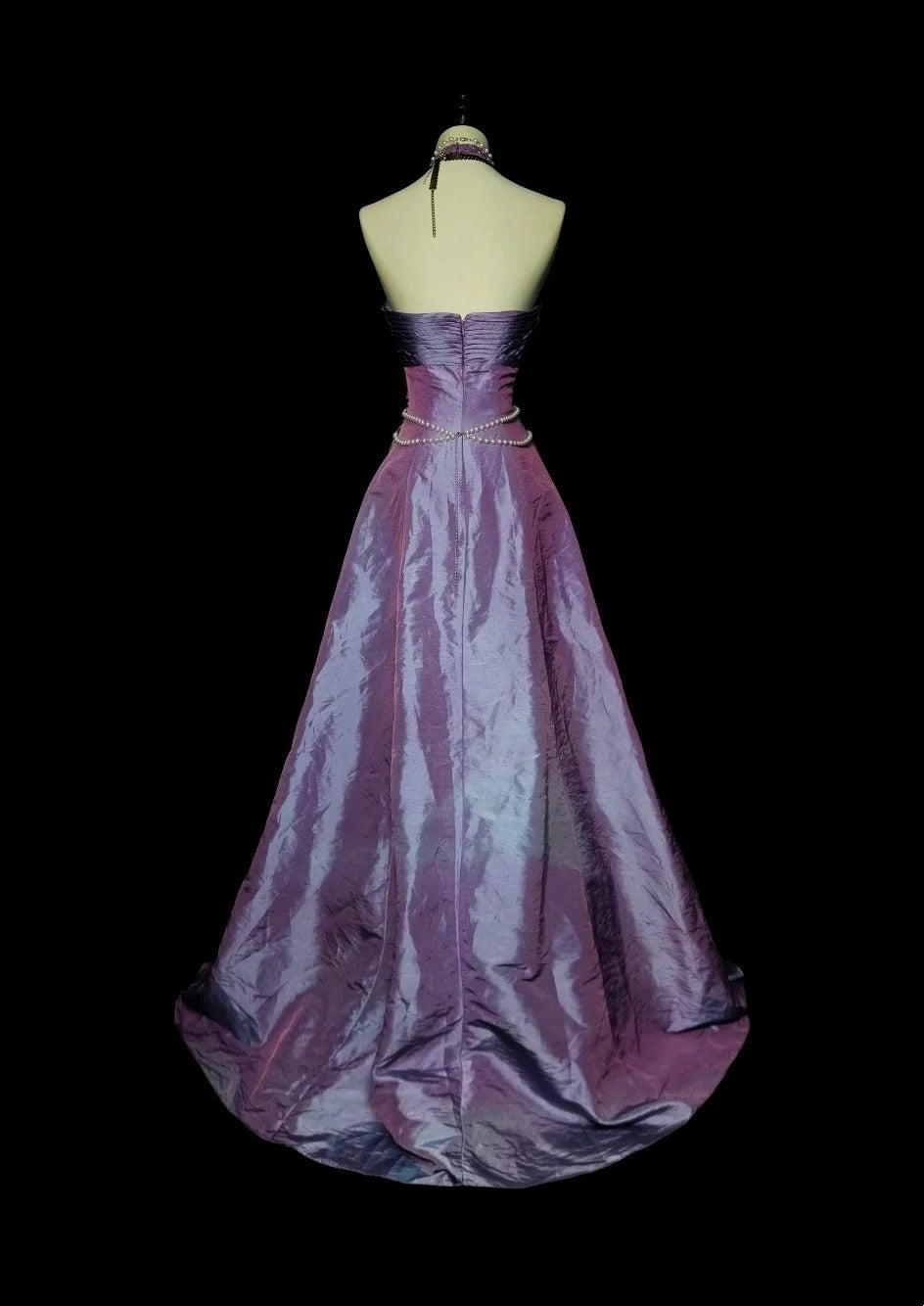 Robe de bal vintage bustier en taffetas lilas années 80, robe de soirée longue et élégante N1428