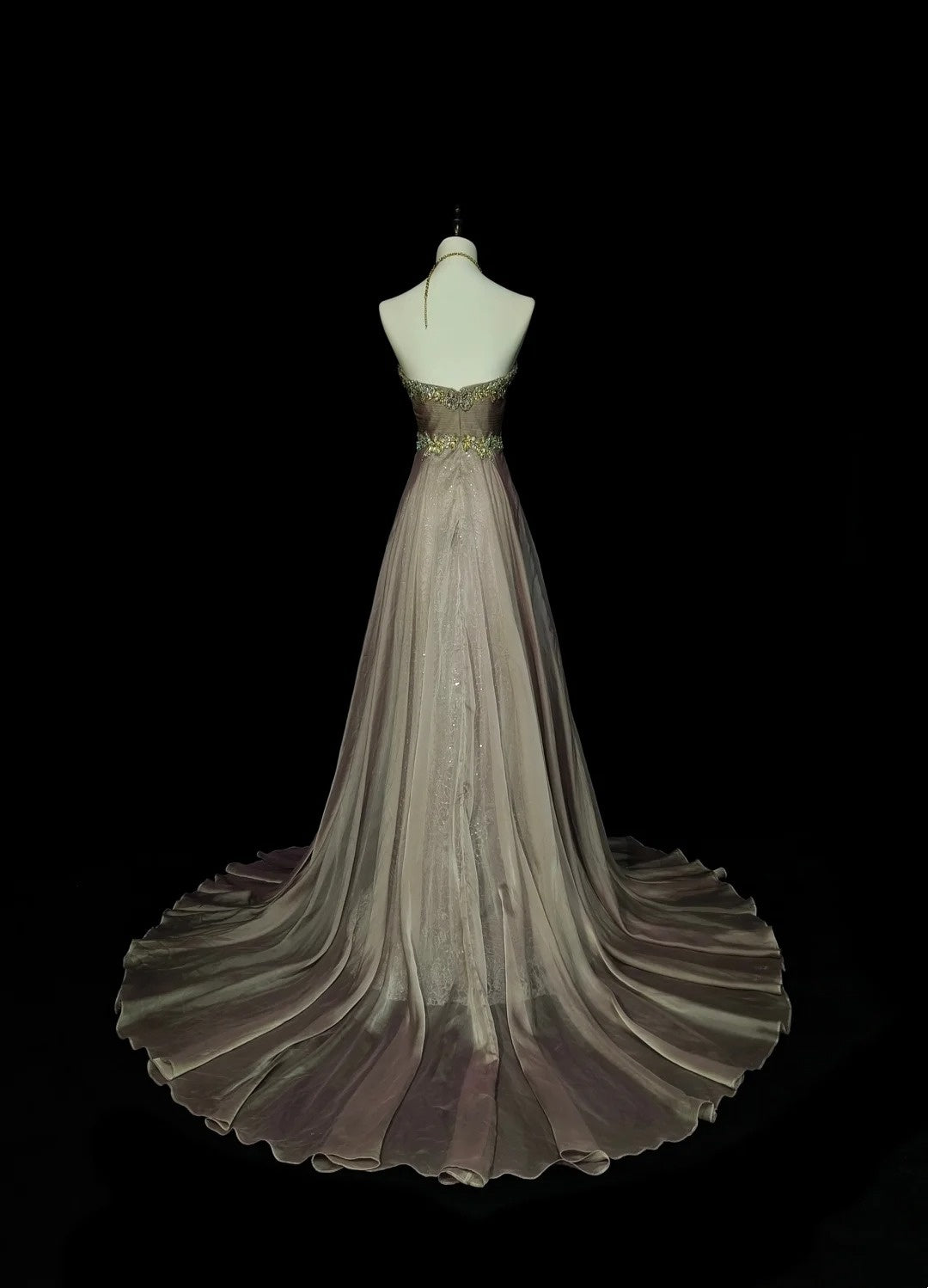 Robe de bal longue sans manches en satin rose satiné, coupe trapèze, style années 80, référence N1432