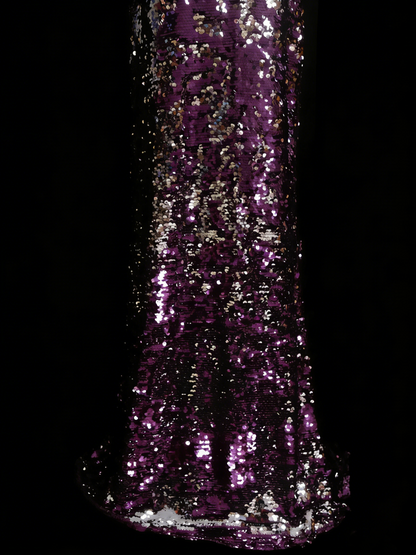 Vintage Prom Dresses Aesthetic 1960s Retro Grape Sequins Backless Mermaid Long Party Dress N2136
