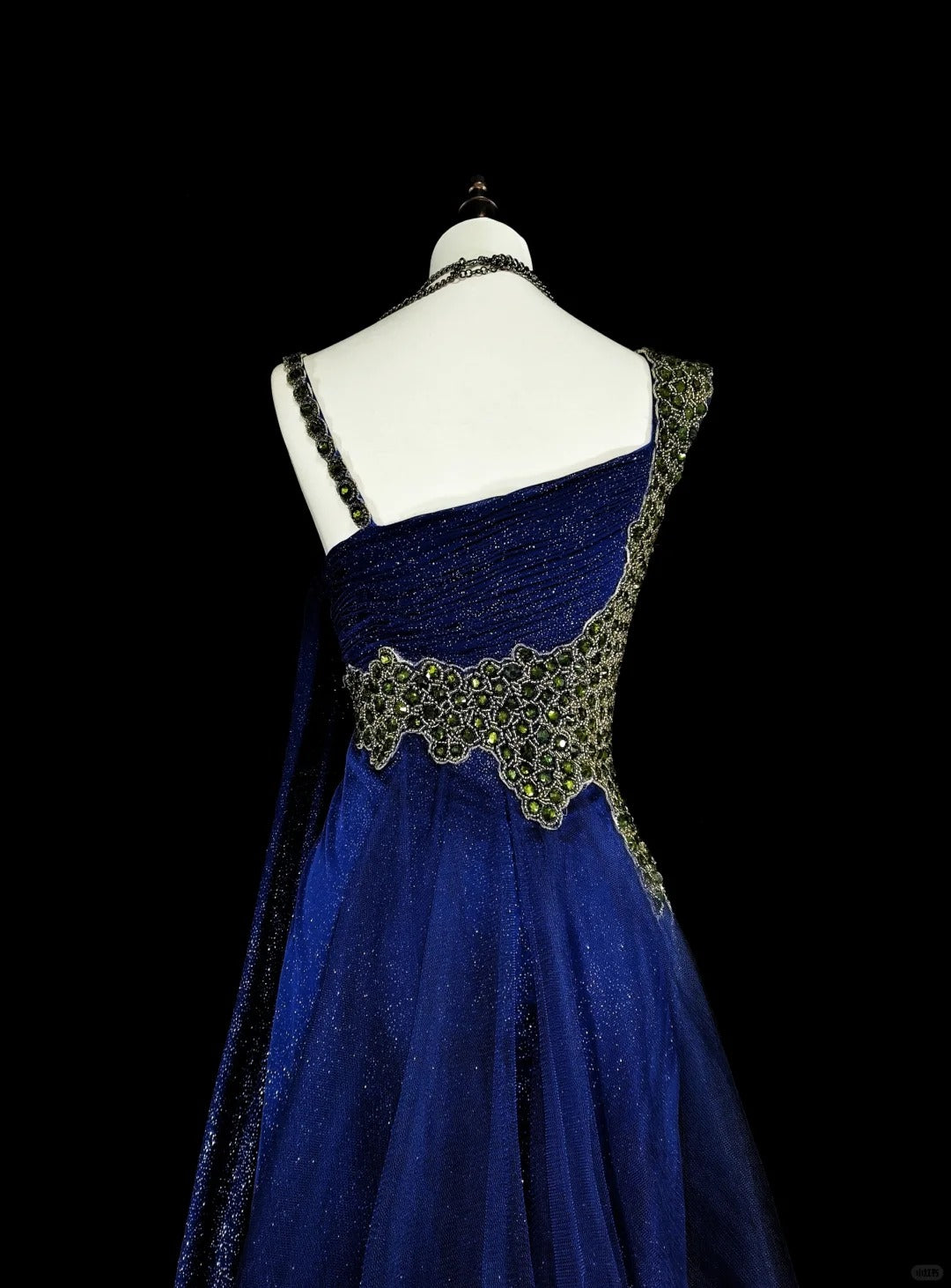 Elegantes, königsblaues Pailletten-Abendkleid mit Perlenstickerei im Meerjungfrauenstil, N1850