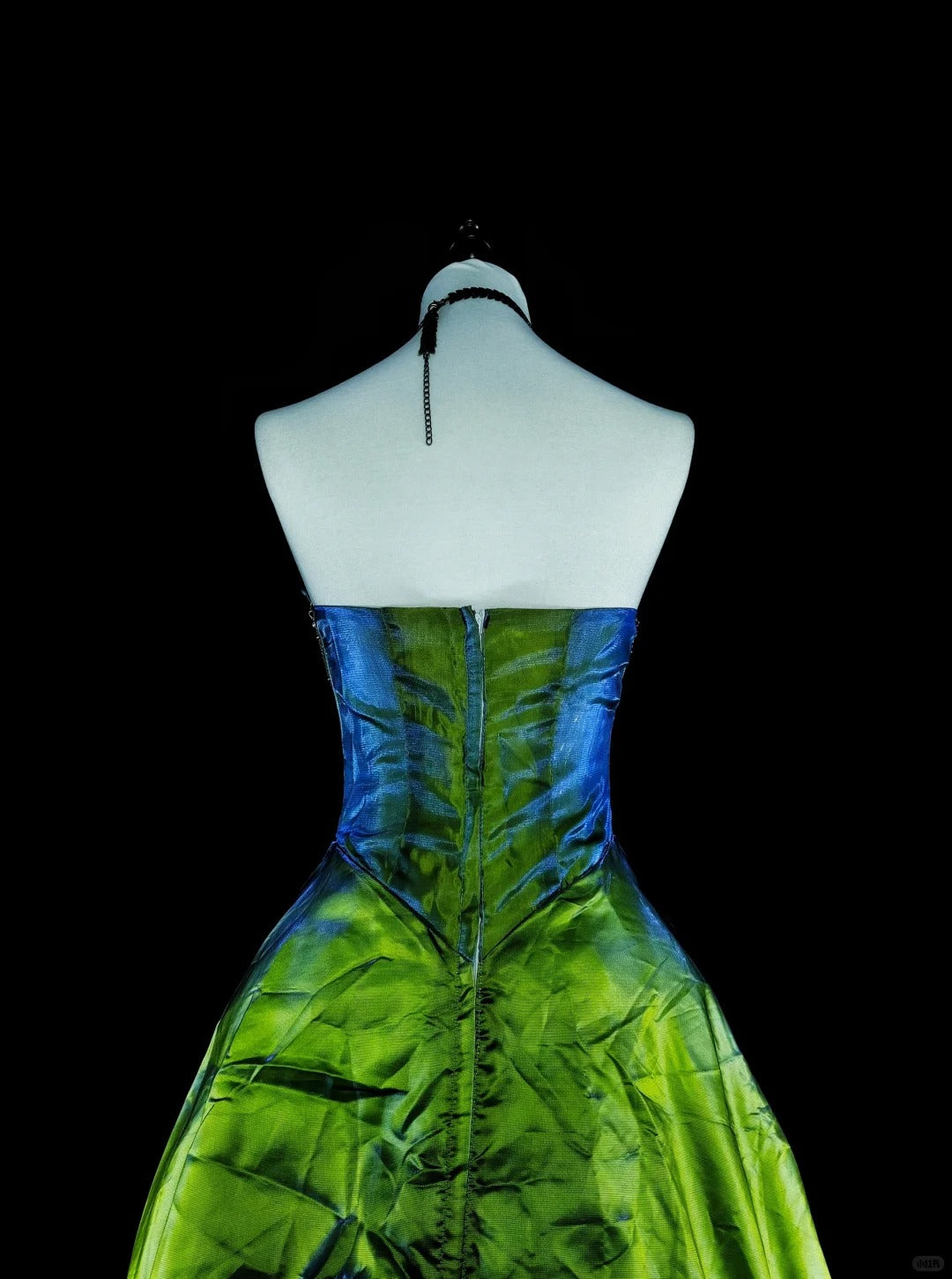 Vintage Prom Dresses Ball Gown Strapless Green Taffeta With Ruffle 1980s Long Formal Gown N2714