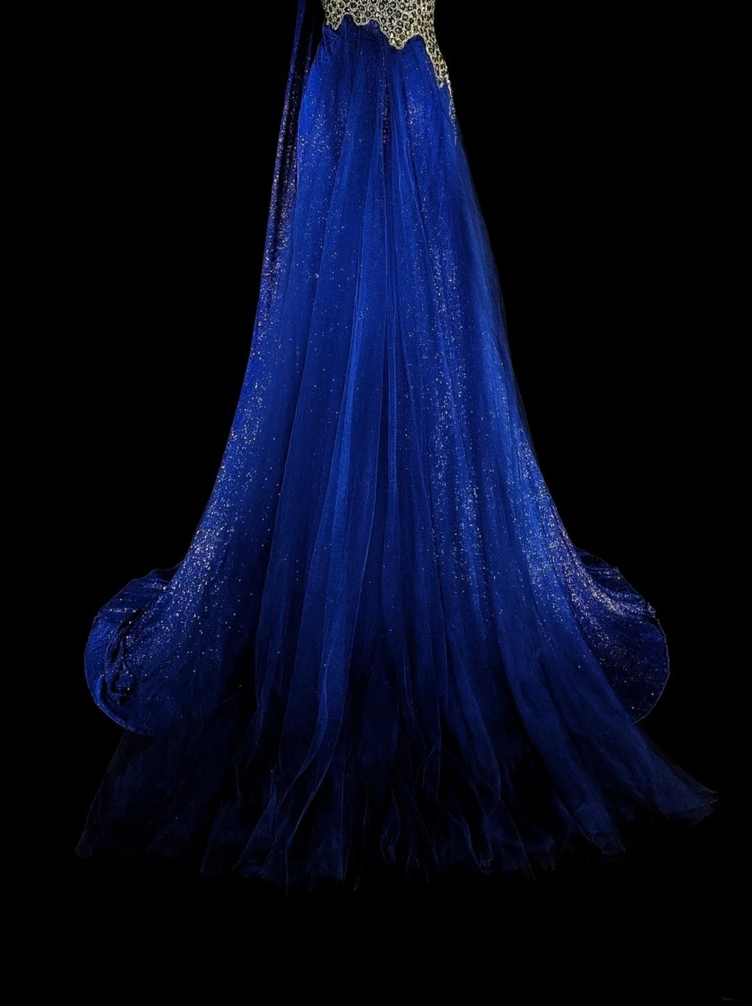 Elegantes, königsblaues Pailletten-Abendkleid mit Perlenstickerei im Meerjungfrauenstil, N1850