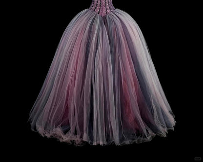 Princess Ball Gown Strapless Purple Tulle With Beaded Sweet 16 Dresses Quinceanera Dress N3416