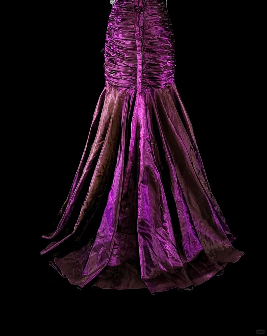 Robes de Bal Vintage Sirène Bustier Satin Violet Plissé Années 90 Longue Robe de Soirée Formale N2711