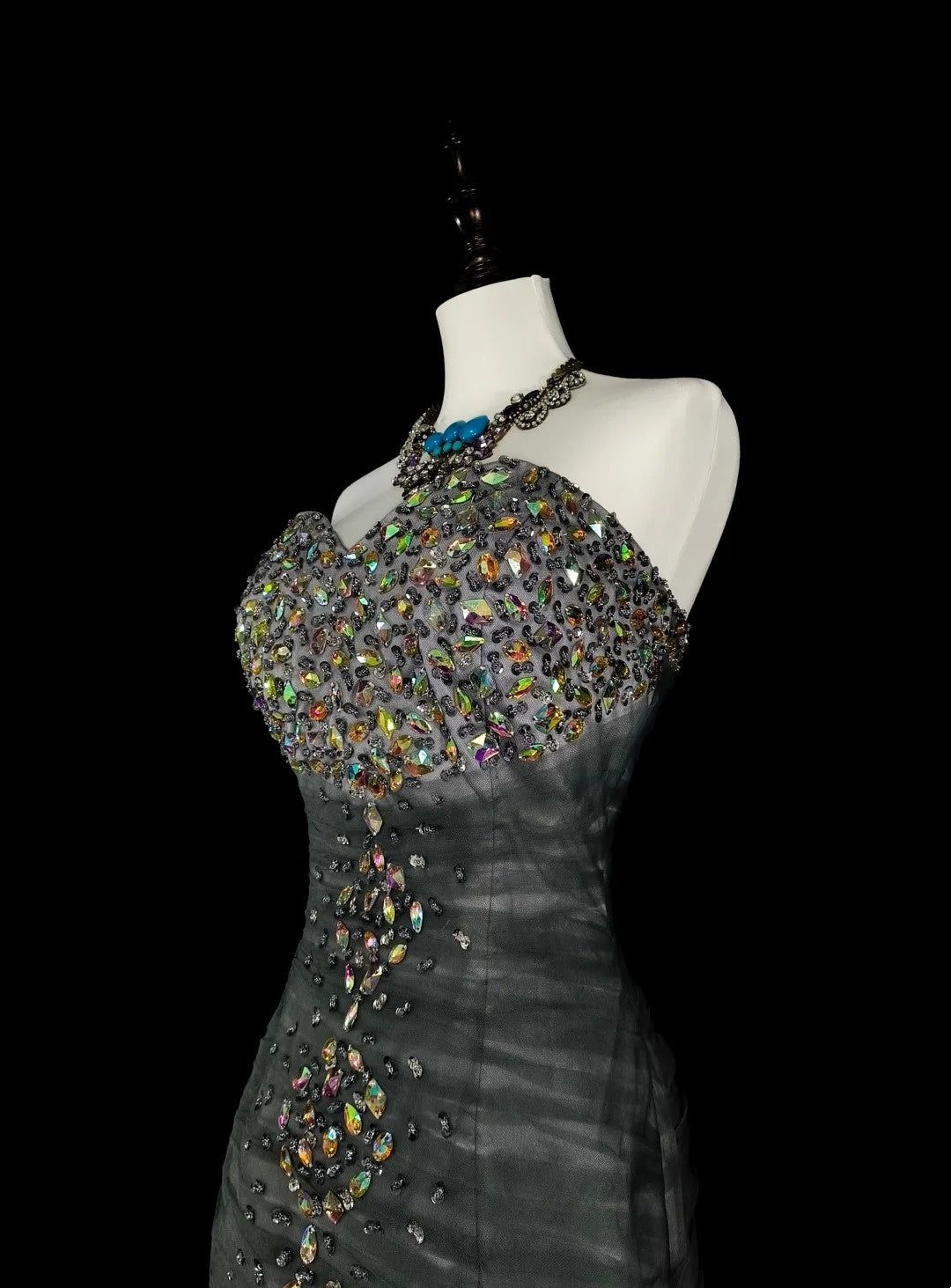 Esthétique Robes de Bal Vintage Années 50 Rétro Sirène Cœur Robe de Soirée Longue Grise N2022