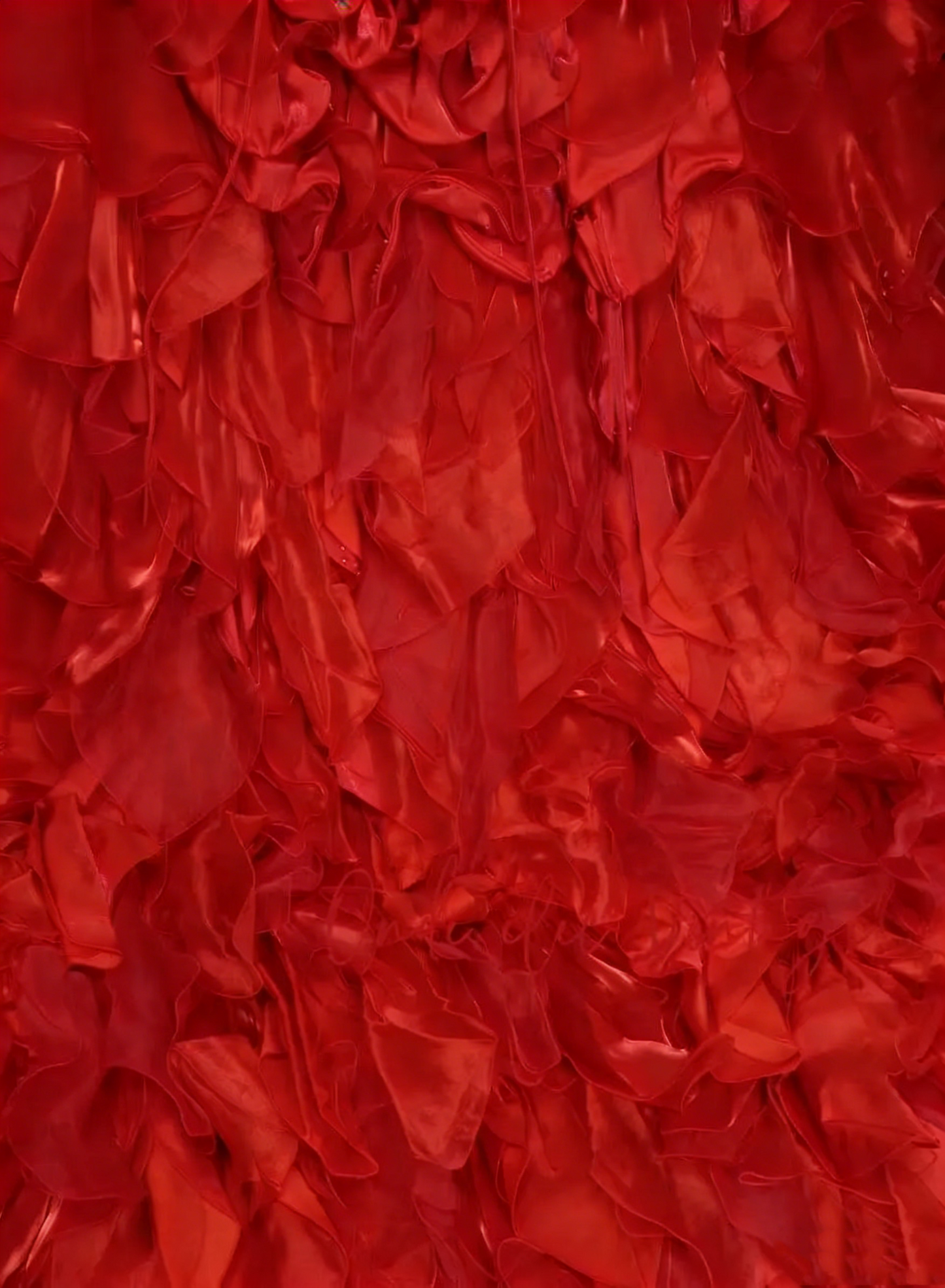 Robe de bal vintage bustier en satin rouge à volants, robe de quinceañera longue (taille 15) - N1446