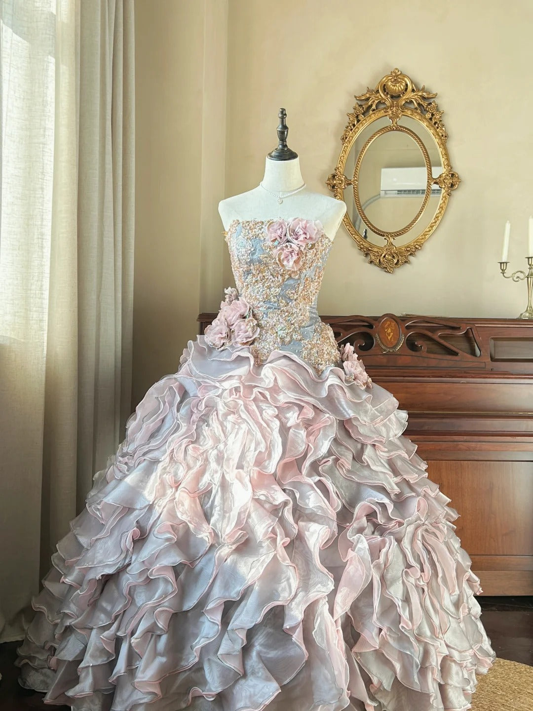 Mignonne Robe de Bal bustier avec des couches étagées, Robes de 16 ans longues, 15 Vestidos De Fiesta N2267