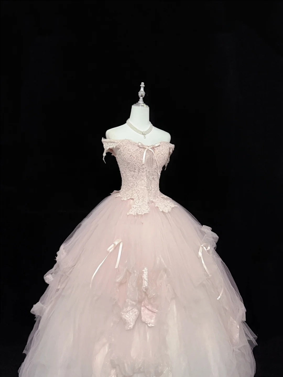 Sweet 15 Quinceanera Dress Ball Gown Off Shoulder Blush Pink With Tiered Long 15th Birthday Gown RC0289