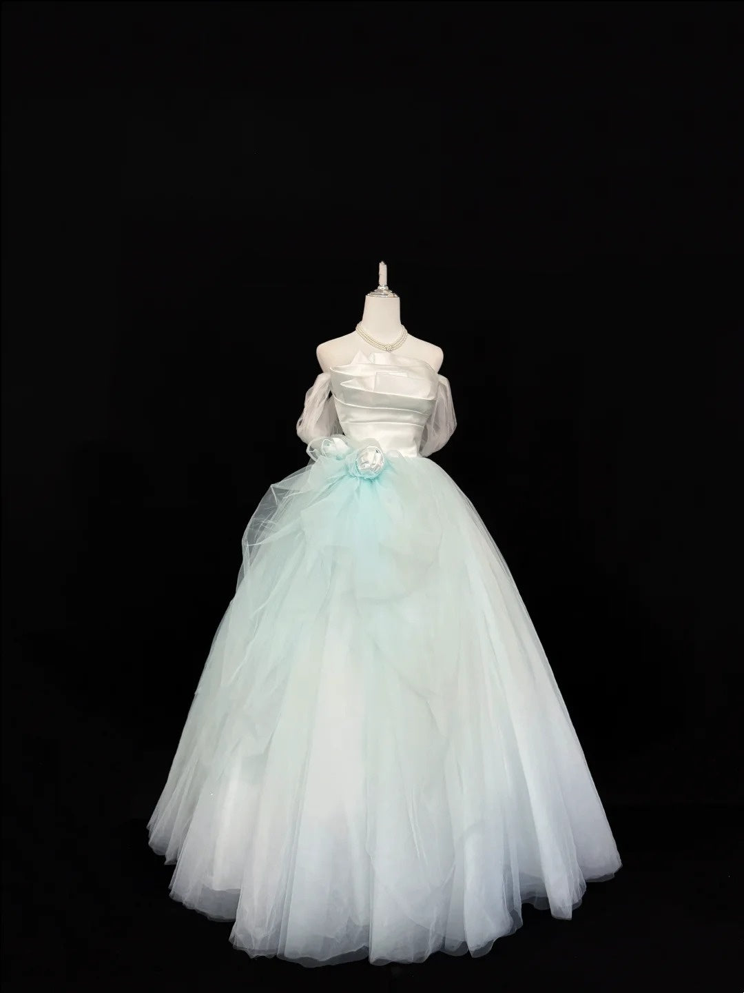White Sweet 16 Dresses Long Ball Gown Off Shoulder Tulle Formal Sweet Sixteen Birthday Gown RC0236