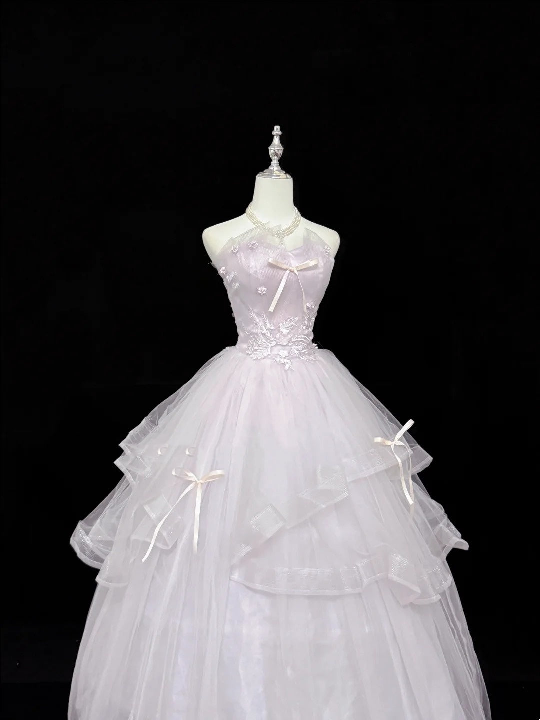 Sweet 16 Dresses Long Ball Gown Sweet Sixteen Long Birthday Dress Strapless Light Lilac Tulle Formal Gown RC0310