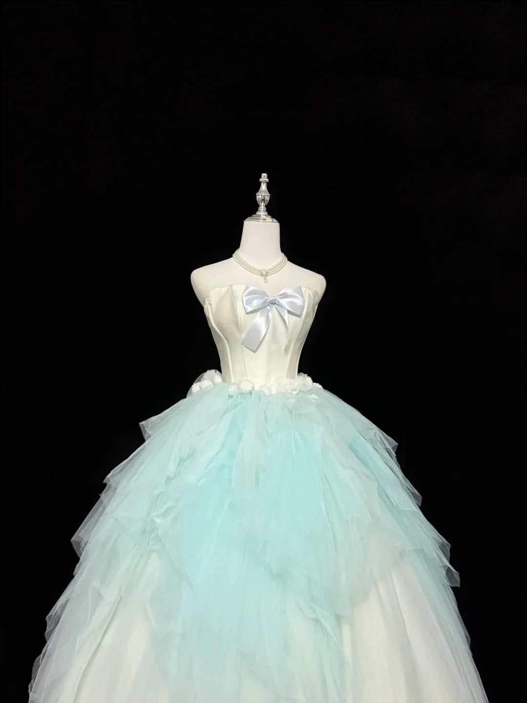 Langes Ballkleid für Sweet 16, langes Geburtstagskleid für den 16. Geburtstag, blaues formelles Tüllkleid mit herzförmigem Ausschnitt RC0304