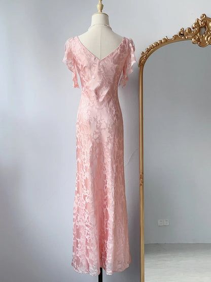 Vintage Prom Dresses Mermaid Pink Lace 80s Sleeveless Long Evening Formal Dress RB3245