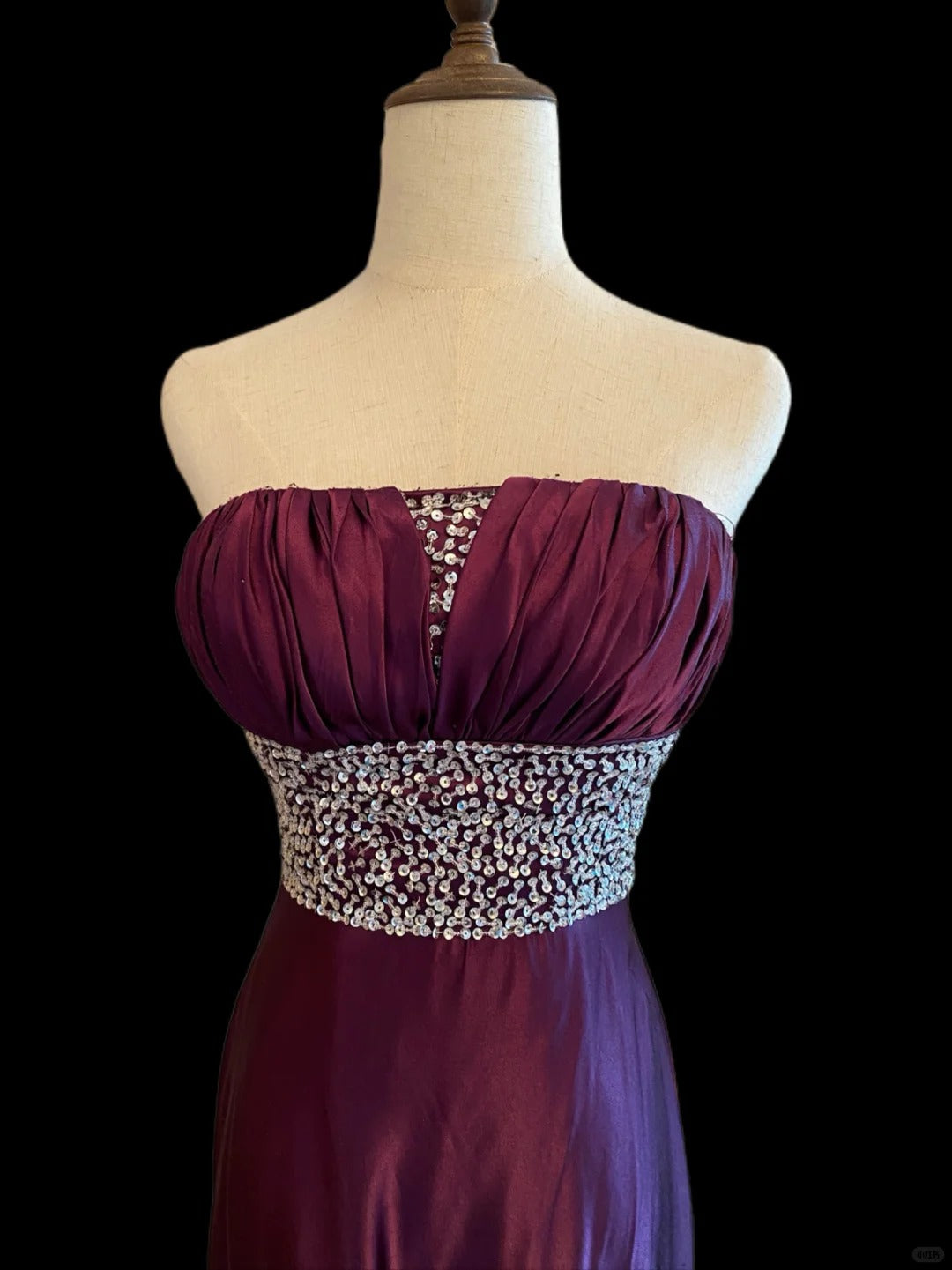 Robes de bal vintage en satin ligne A violet bustier avec perles Inspo tenues de soirée RB4025