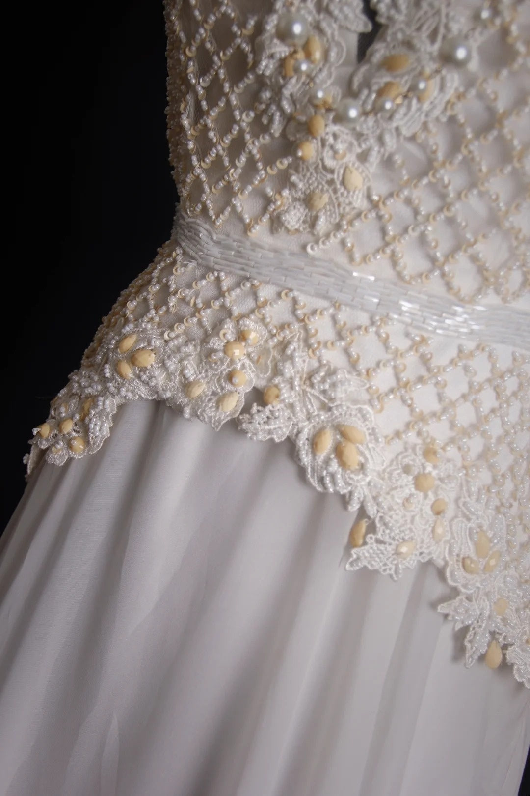 Robe de bal longue blanche en mousseline, coupe trapèze rétro, inspiration pour un 18e anniversaire, robe de soirée N488