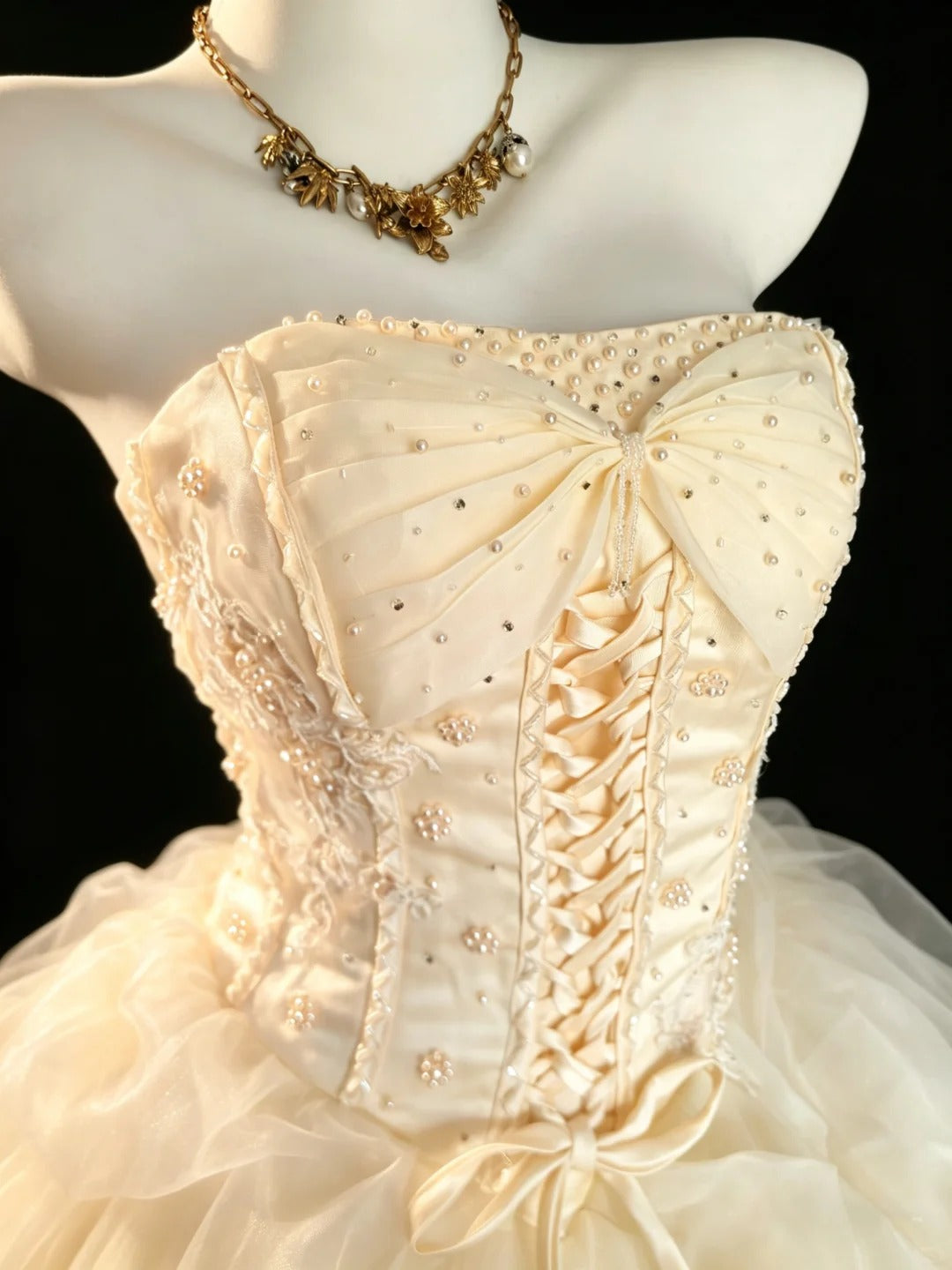 Robe de bal bustier en tulle jaune à volants pour Sweet 16, robe de Quinceanera longue 15 Vestidos De Fiesta N4213