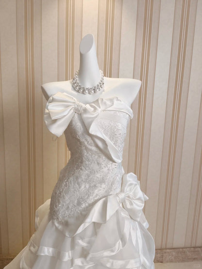 Chic Wedding Dresses Mermaid Strapless Neck Garden Vintage Wedding Dress N4486