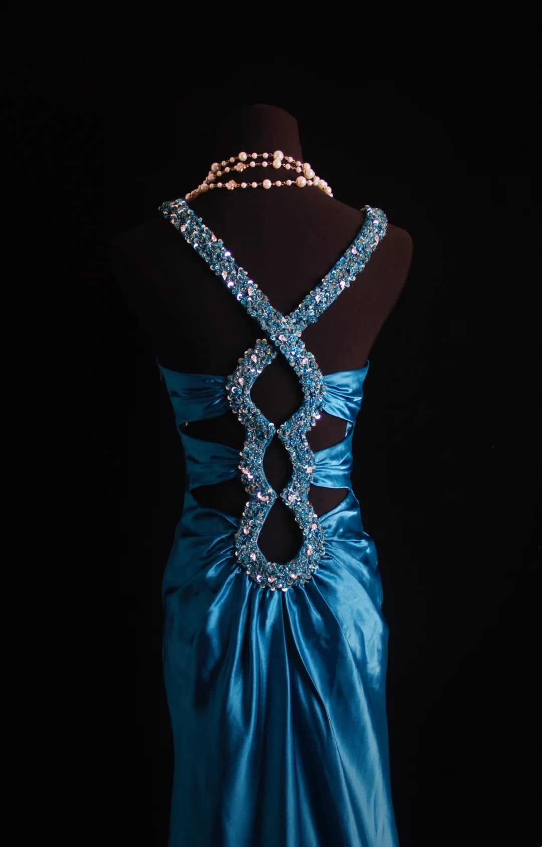 Robe de bal longue rétro sirène dos nu en satin bleu sarcelle, inspiration années 2000, tenue de soirée pour un 18e anniversaire, N498