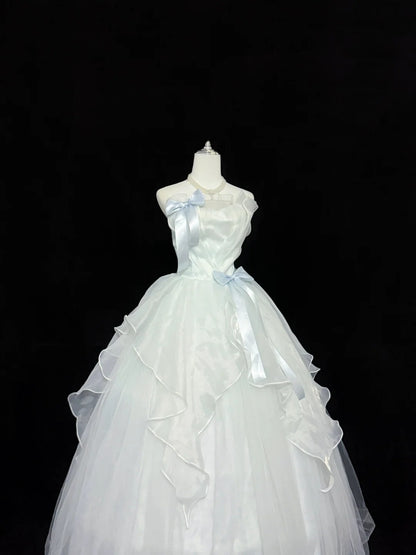 Niedliche Sweet-16-Kleider, langes Ballkleid, trägerlos, Tüll, formelles Sweet-Sixteen-Geburtstagskleid RC0245