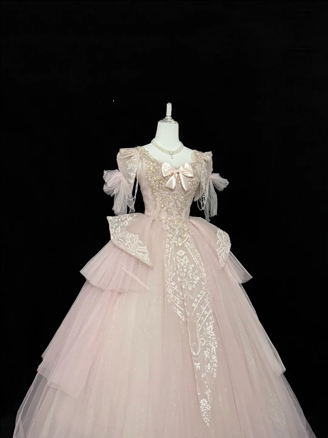 Langes Ballkleid für Sweet 16, eckiger Ausschnitt, Pink mit Spitzenapplikationen, Geburtstagskleid für Sweet Sixteen RC0325