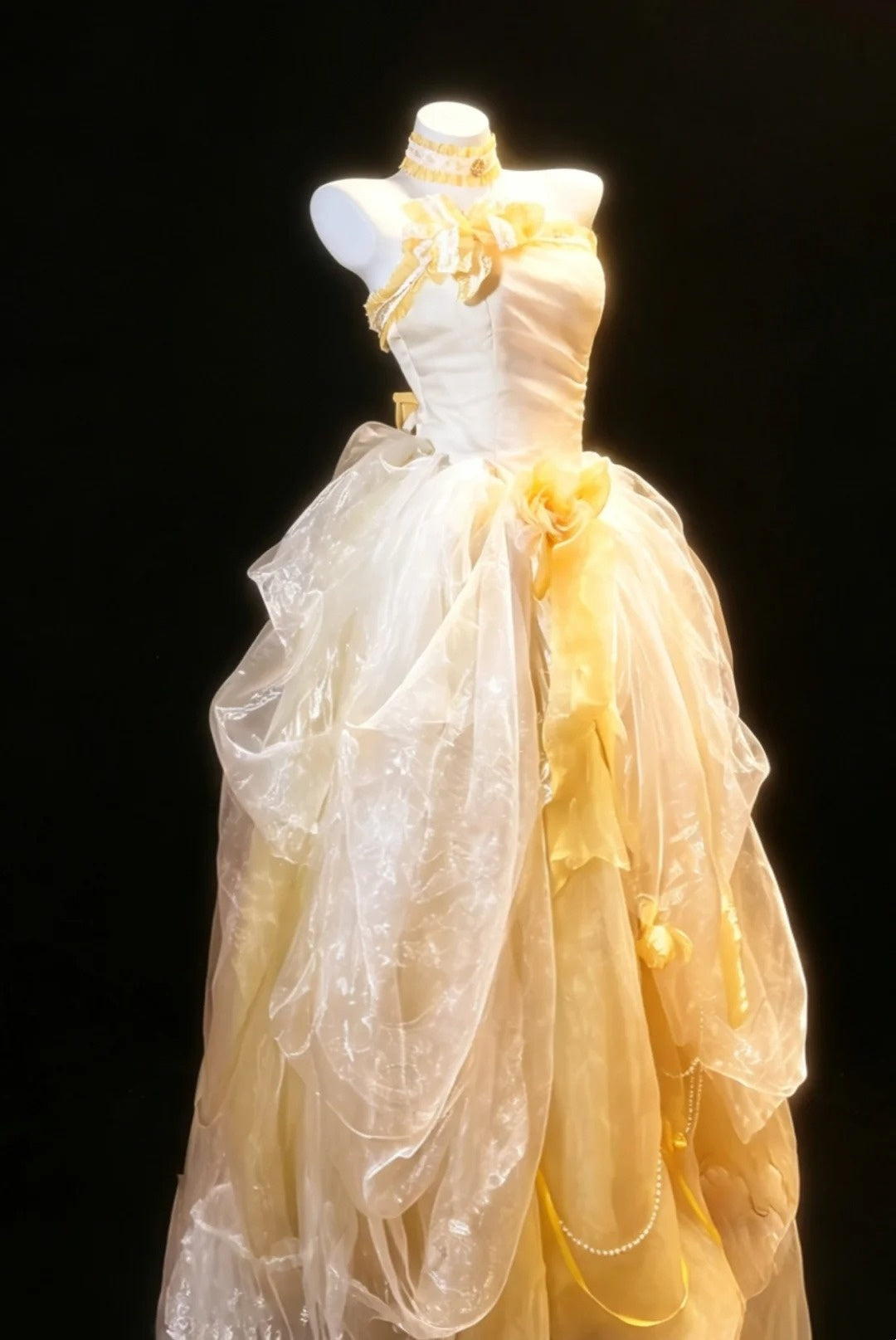 Sweet Ball Gown Strapless Organza Yellow Sweet 16 Dresses Quinceanera Dress Long 15 Vestidos De Fiesta N4200
