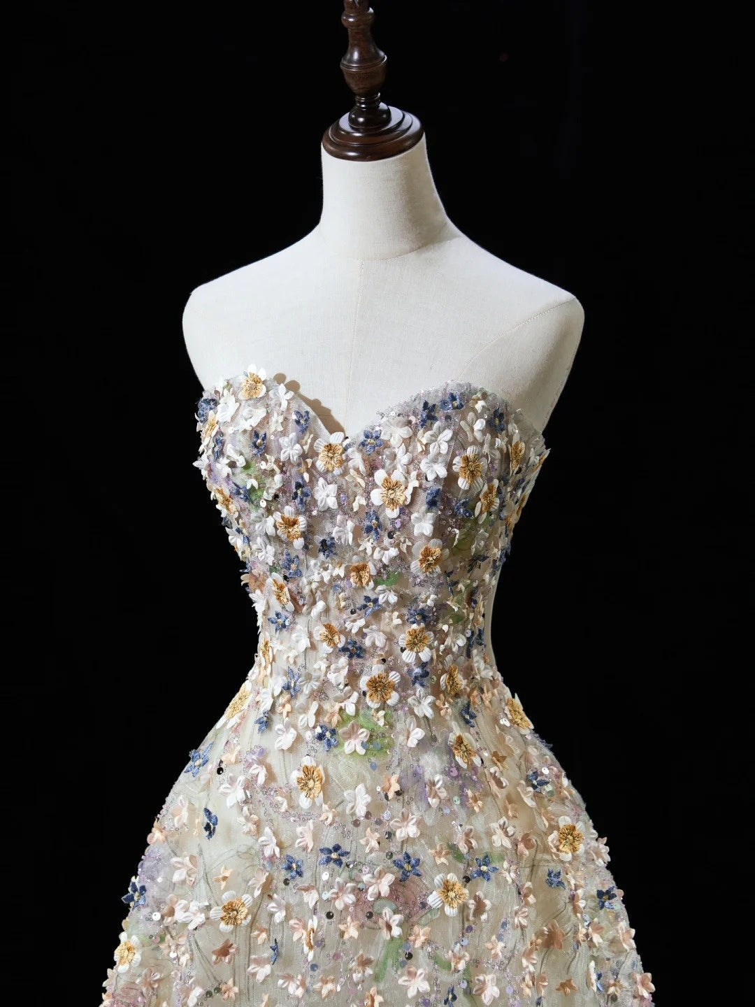 Magnifique robe de bal bustier cœur en tulle fleuri, longue robe de soirée, inspiration tenue de soirée N228