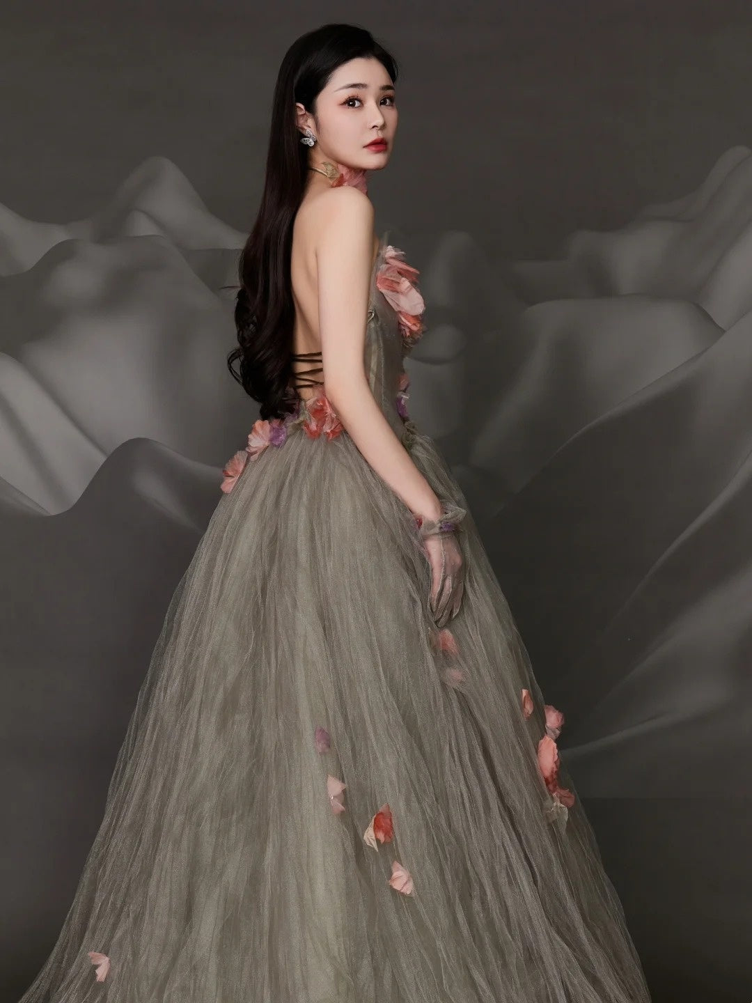 Robe de bal charmante sans bretelles en tulle, longue robe de soirée formelle N275