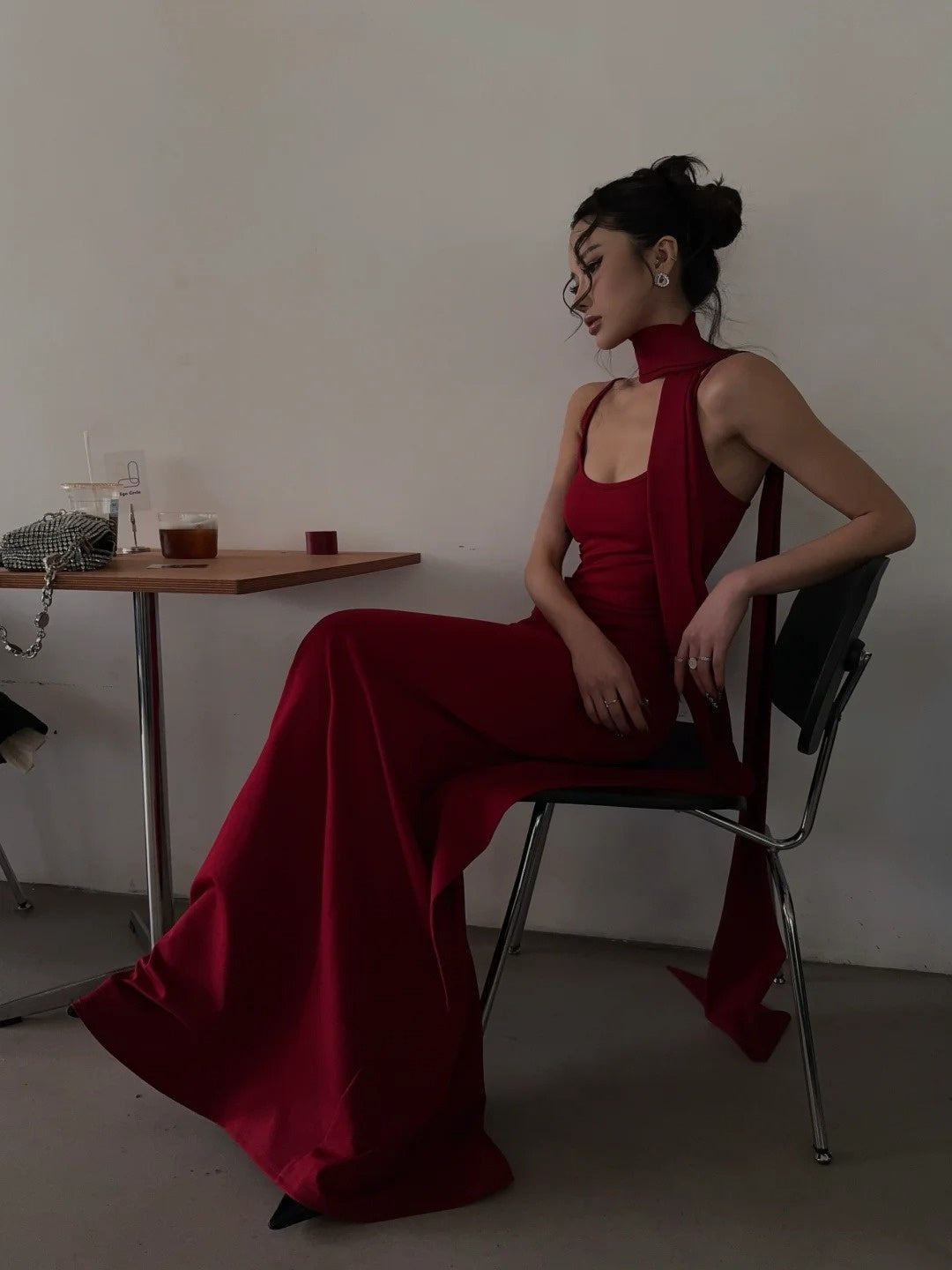 Unique Mermaid Spaghetti Strap Red With Scarf Long Prom Dresses Inspiration 18th Birthday Gowns Formal Evening Dress N465