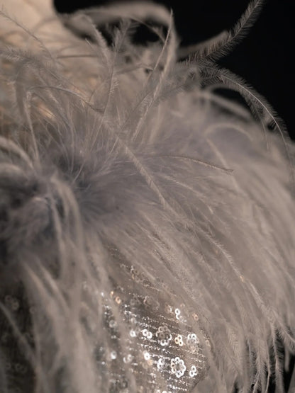 Elegantes, trägerloses, langes Pailletten-Abendkleid aus grauem Tüll für Teenager-Mädchen, formelles Brautjungfernkleid N1069