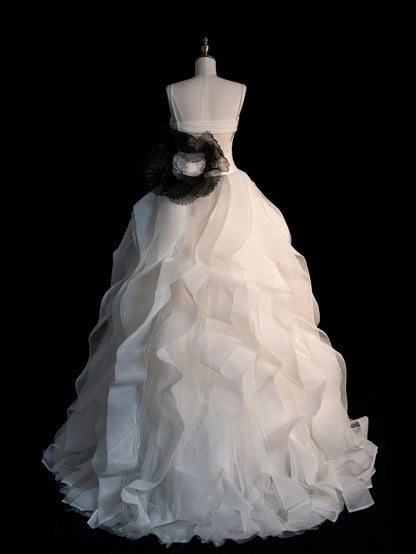 Robe de bal longue blanche en tulle à fines bretelles - Inspiration robes de soirée - Robe de cérémonie N1222