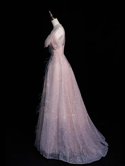 Robe de bal longue à sequins roses, coupe trapèze, décolleté cœur, idéale pour les jeunes filles de 16 ans (N1175)