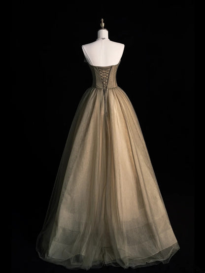 Robe de bal chic sans bretelles en tulle, robe de soirée longue pour lycéennes, N1263