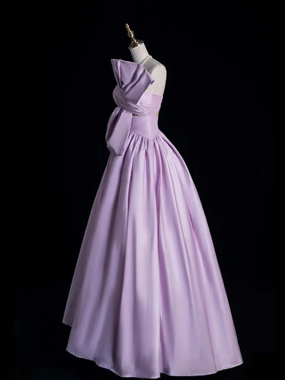 Robe de bal bustier en satin lilas sans manches avec nœud papillon, robe longue pour femme, robe de quinceañera pour les 16 ans, robe de quinceañera N1176