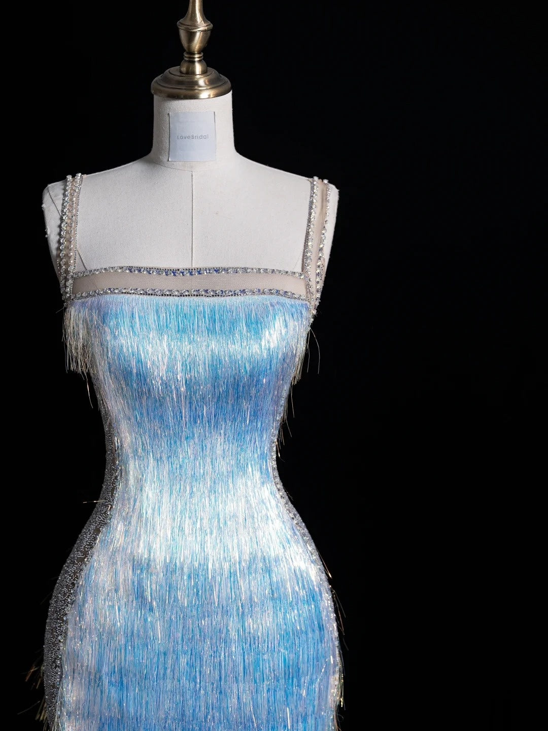 Robe de bal longue bleue à fines bretelles et paillettes, style sirène, inspiration pour un 18e anniversaire, robe de soirée N487